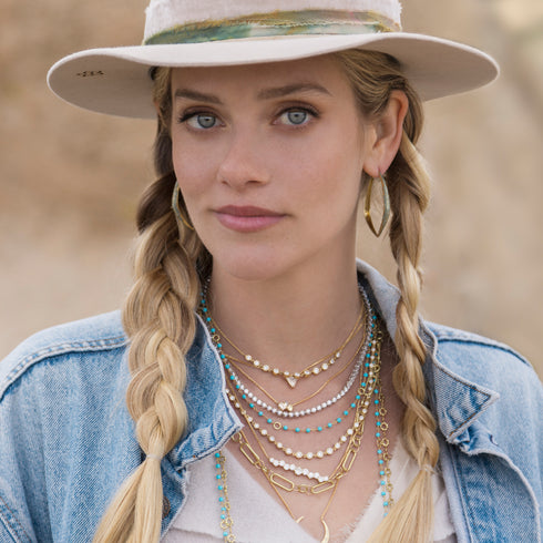 turquoise sis – go for a coral take on<br>shop the look > minieral spirit Dominique Cohen 2mm gemstone beads delicate chain necklace, in rubies and 18k yellow gold <span class='visuallyhidden'>Call, text 323-404-2959 for shopping help.</span>
